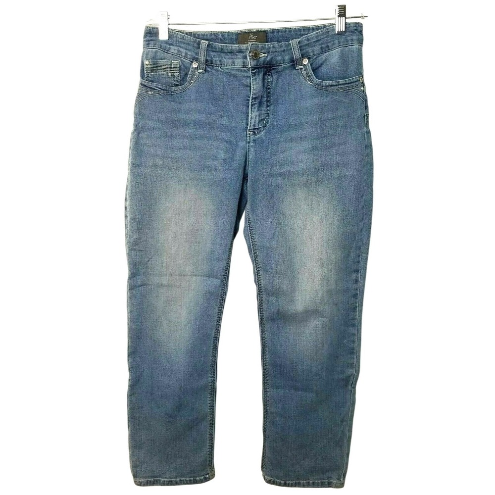 Chico's Blue So Lifting So Slimming Crop Jeans Size 1/M Medium Wash Straight Leg